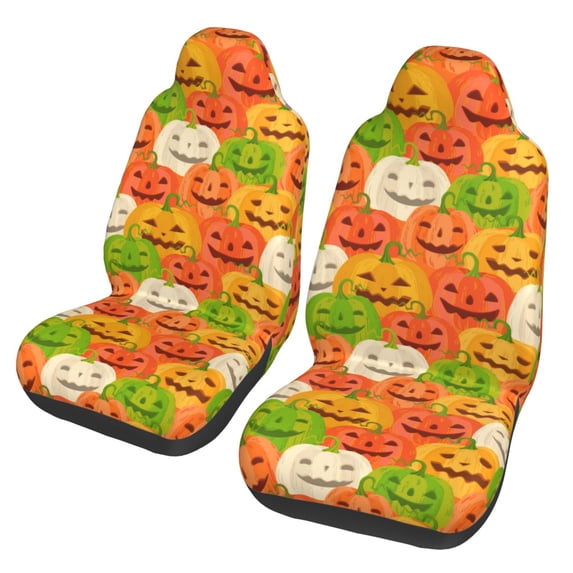 Pofeuu Cartoon Pumpkins Print Automotive Car Seat Covers Flat Cloth Full Set Seat Covers,Car Seat Covers front seats for Cars Trucks and SUVs(Two packs)
