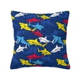 thumbnail image 1 of Pofeuu Cartoon Shark Print Double-sided plush pillowcase Square Throw Pillow Covers Pillows Cover for Living Room Bedroom Sofa Couch Cushion Cover（No pillow core）-16"x16", 1 of 7