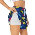 thumbnail image 1 of Pofeuu Cartoon Shark Print Women's Athletic Shorts Running Workout Shorts Tummy Control Quick Dry Gym Shorts with Pockets Double layer sports shorts-Small, 1 of 7