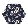 thumbnail image 1 of Pofeuu Cartoon Spaceship Print Leather Coasters Set of 6, Round Cups Mugs Mat Pad for Home Kitchen Heat Resistant Drink Coasters,Hexagon, 1 of 7