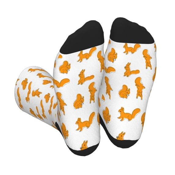 Pofeuu Cartoon Squirrel Print Crew Socks, Adult Running Hiking Socks for Youth and Adult