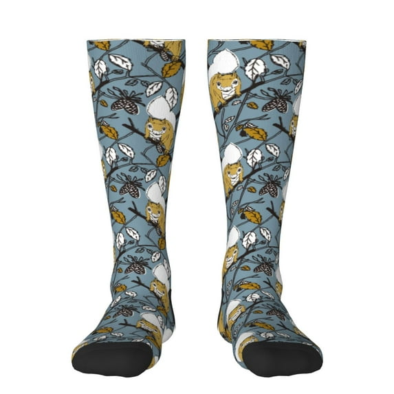 Pofeuu Cartoon Squirrel on Branch Print Stockings, Adult Running Hiking Socks for Youth and Adult