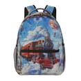 thumbnail image 1 of Pofeuu Cartoon Train Hot Air Balloon Print Backpack for Men and Women - Basic Bookbag Casual Daypack Backpacks for College Work Travel-One Size, 1 of 5