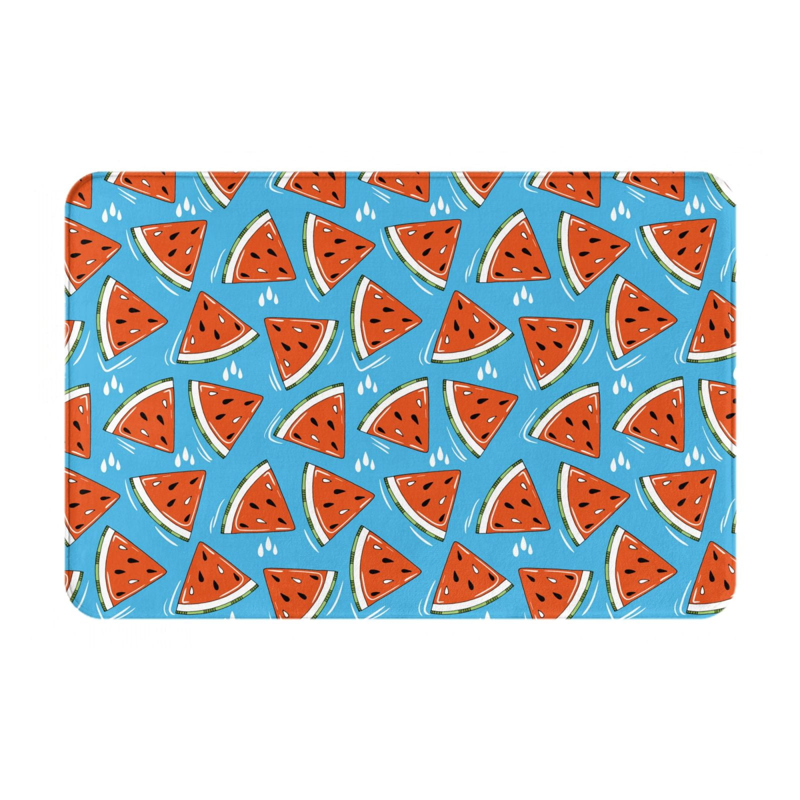 Pofeuu Cartoon Watermelon Print Flannel Doormats Rug16