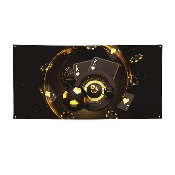 Pofeuu Casino Card Soccer Print Colorful Yard Festival Banner Sign Party Outdoor & Indoor Party Decoration Banne Festival Yard Sign-Small