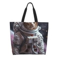 thumbnail image 1 of Pofeuu Cat Astronaut In Space Print Reusable Grocery Bags - Washable, Foldable, Packable Tote, Large Handles, Heavy Duty, Zippered Top Pouch, 1 of 8