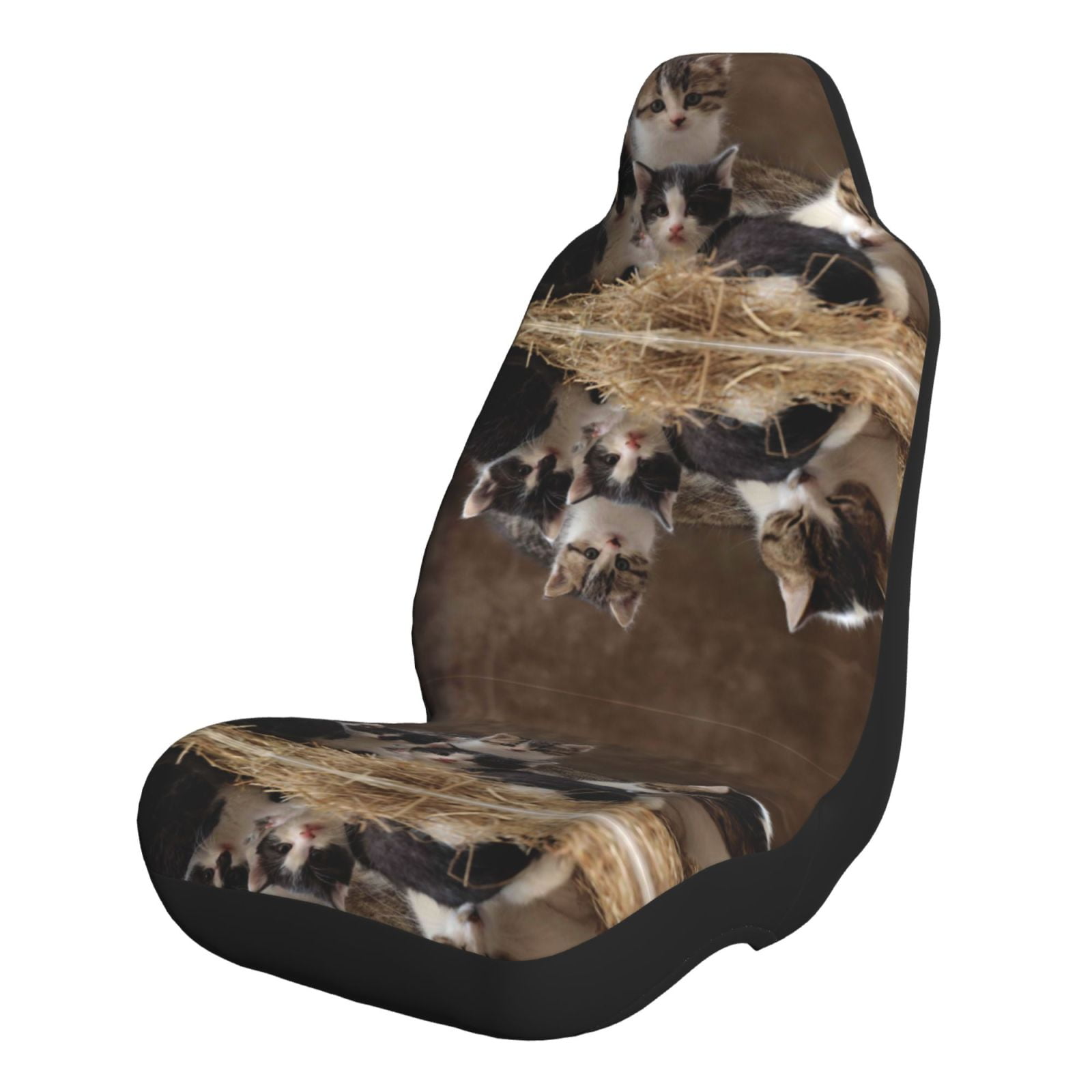 Pofeuu Cat Family Print Automotive Car Seat Covers Flat Cloth Full Set