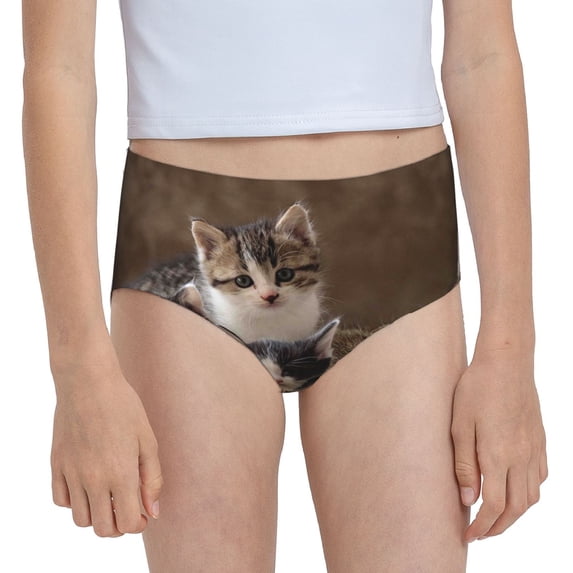 Pofeuu Cat Family Print Soft Cotton Underwear Girls'Briefs Soft Undies
