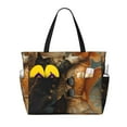 thumbnail image 1 of Pofeuu Cat Fish Dance Vintage Print Beach Bag,Waterproof Sandproof Beach Tote Bag, Large Capacity Foldable Beach Bags for Women, 1 of 7