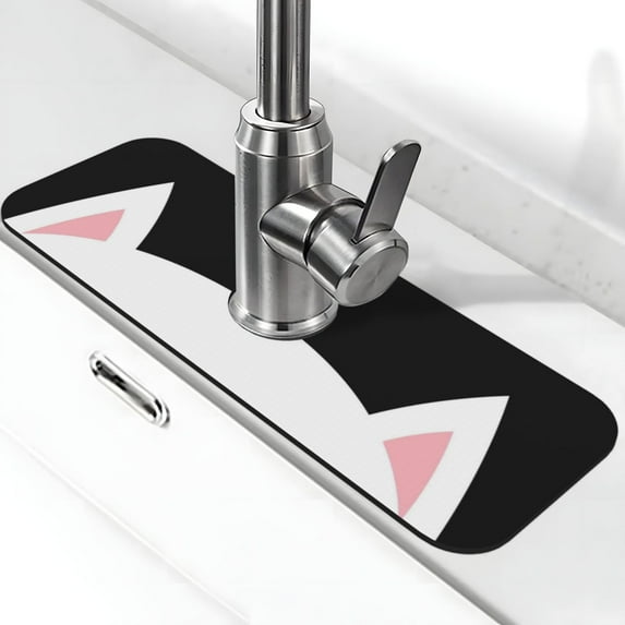 Pofeuu Cat Meow Print Splash Guard for Sink Faucet Sink Gadgets-Splash Guard Behind Faucet Drip Catcher for Kitchen, Bathroom,Sink Mat