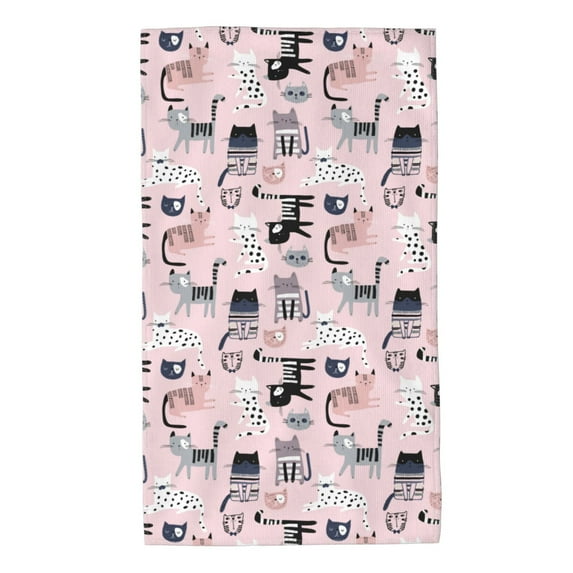 Pofeuu Cat Print Hand Towel 27.5" x 16" Soft Absorbent Towel for Bathroom SPA Gym Hotel