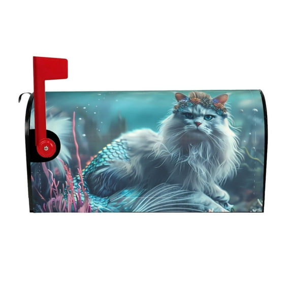 Pofeuu Cat Underwater Fantasy Print Mailbox Covers Letterbox Cover Mailbox Wrap for Home Garden Yard Outdoor Decor -21x18 in