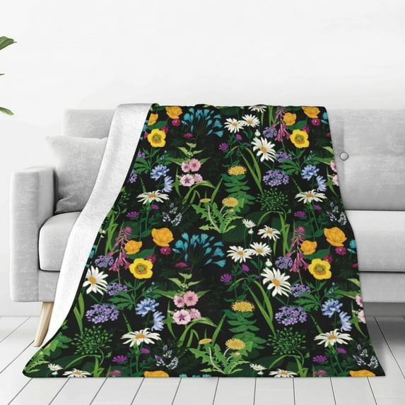 Pofeuu Chamomile Print Ultra-Soft Micro Fleece Blanket,for Bed Or Sofa,All Season Throw Blankets Flannel Blanket-40"x30"