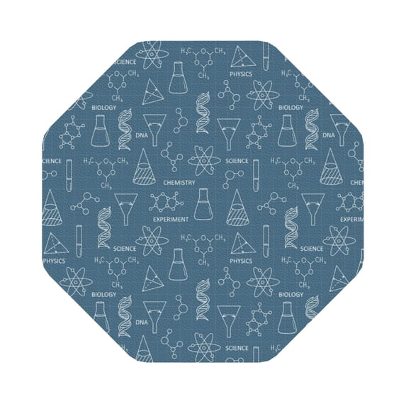 Pofeuu Chemical Formulas And Objects Print Leather Coasters Set of 6, Round Cups Mugs Mat Pad for Home Kitchen Heat Resistant Drink Coasters,Octagon