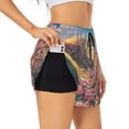 thumbnail image 1 of Pofeuu Cherry Blossoms Print Women's Athletic Shorts Running Workout Shorts Tummy Control Quick Dry Gym Shorts with Pockets Double layer sports shorts-Small, 1 of 7