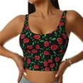thumbnail image 1 of Pofeuu Cherry Print Sports Bra for Women Sexy Vest Yoga Running Gym Fitness Crop Bras Tops-Large, 1 of 8