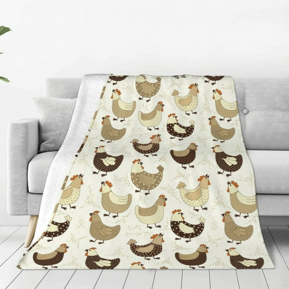 Pofeuu Chicken Cartoon Print Ultra-Soft Micro Fleece Blanket,for Bed Or Sofa,All Season Throw Blankets Flannel Blanket-50"x40"