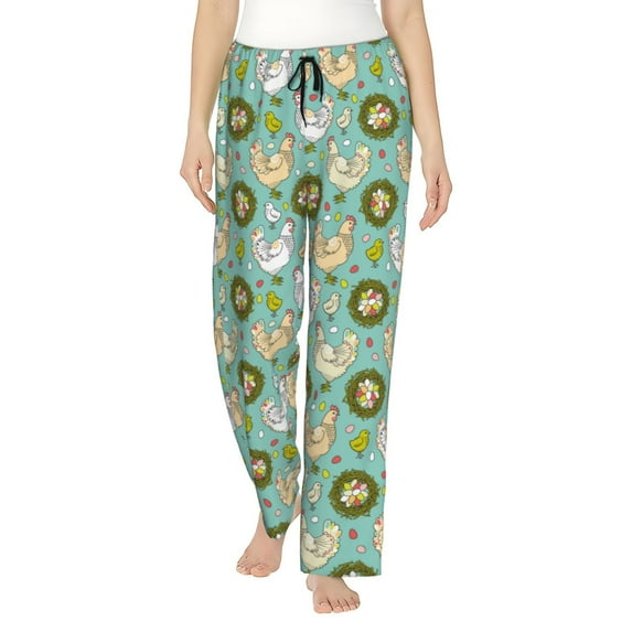 Pofeuu Chicken Laying Eggs Print Women's Fashion Pajama Pants with Pockets Comfy Drawstring Sleep Lounge Bottoms-Large