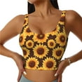 thumbnail image 1 of Pofeuu Chocolate Plaid Sunflower Print Sports Bra for Women Sexy Vest Yoga Running Gym Fitness Crop Bras Tops-XX-Large, 1 of 8
