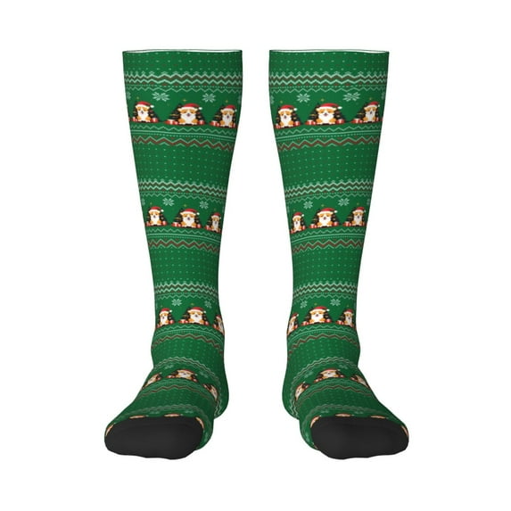 Pofeuu Christmas Corgis Print Stockings, Adult Running Hiking Socks for Youth and Adult