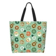 thumbnail image 1 of Pofeuu Christmas Donuts Print Reusable Grocery Bags - Washable, Foldable, Packable Tote, Large Handles, Heavy Duty, Zippered Top Pouch, 1 of 8