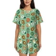 thumbnail image 1 of Pofeuu Christmas Donuts Print Women's Pajama Set Short/Shorts Soft Button PJs Elastic Drawstring Waist Sleepwear-XX-Large, 1 of 6