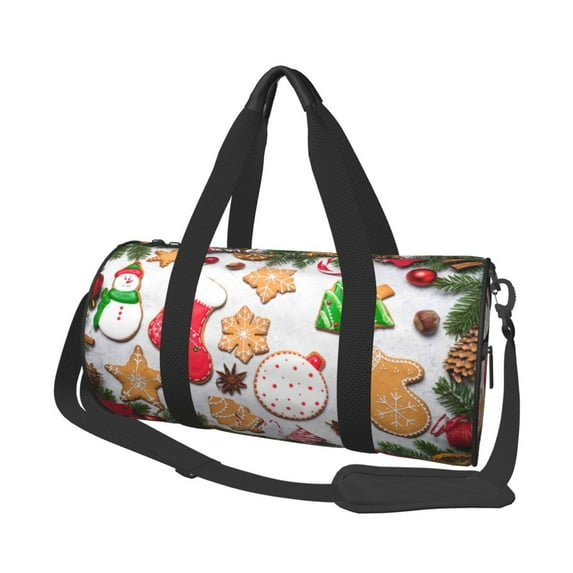 Pofeuu Christmas Gingerbread Cookies Print Travel Duffel Bag,Sports Tote Gym Bag,Shoulder Weekender Overnight Bag for Women Gym Bag
