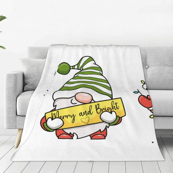 Pofeuu Christmas Gnomes Print Ultra-Soft Micro Fleece Blanket,for Bed Or Sofa,All Season Throw Blankets Flannel Blanket-80"x60"
