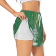 thumbnail image 1 of Pofeuu Christmas Green Print Women's Athletic Shorts Running Workout Shorts Tummy Control Quick Dry Gym Shorts with Pockets Double layer sports shorts-Large, 1 of 7