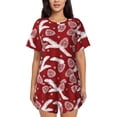 thumbnail image 1 of Pofeuu Christmas Holiday Pinecone Print Women's Pajama Set Short/Shorts Soft Button PJs Elastic Drawstring Waist Sleepwear-4X-Large, 1 of 6