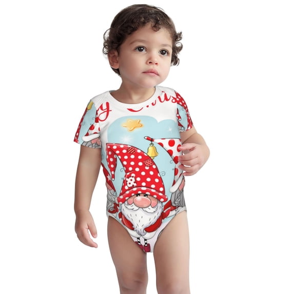 Pofeuu Christmas Print Baby Boys Short-Sleeve Bodysuit,Just Born Unisex Baby Short Sleeve Bodysuits Undershirt-6 Months