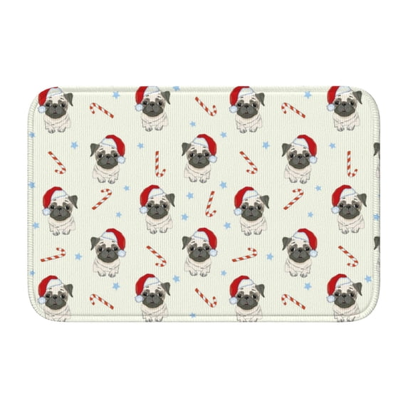 Pofeuu Christmas Pug Dog Print Hem Mat 40x60 - Multipurpose Doormat for Indoor & Outdoor Use - Welcome Your Guests with our Entrance Mat