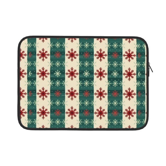 Pofeuu Christmas Snowflakes Plaid Print Laptop Carrying Case,13-15-Inch Laptop and Tablet, Sleek Design, Durable and Water-Repellent Fabric, Business Casual or School-15 inch
