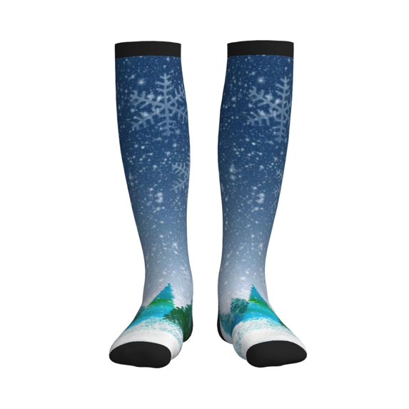 Pofeuu Christmas Trees Print Compression Socks for Women & Men Circulation - Best Support for Nurses,Running,Athletic,Sports