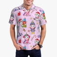 thumbnail image 1 of Pofeuu Christmas Unicorns Print Men's Loose Fit Midweight Short-Sleeve Pocket Polo-Medium, 1 of 6