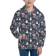 thumbnail image 1 of Pofeuu Christmas Village Print Teenage Zipper Hoodie Sweatshirts Hooded Casual Jackets With Pocket For Boys Girls-Medium, 1 of 6