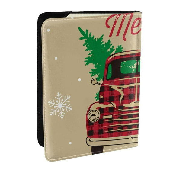 Pofeuu Christmas Vintage Red Truck Print Travel Document Organizer Passport Holder Men Women for Family (6.5 in x 4.5 in),Wallet Holder Credit Card Clutch Bag Case