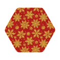 thumbnail image 1 of Pofeuu Christmas With Gold Snowflakes Print Leather Coasters Set of 6, Round Cups Mugs Mat Pad for Home Kitchen Heat Resistant Drink Coasters,Hexagon, 1 of 7