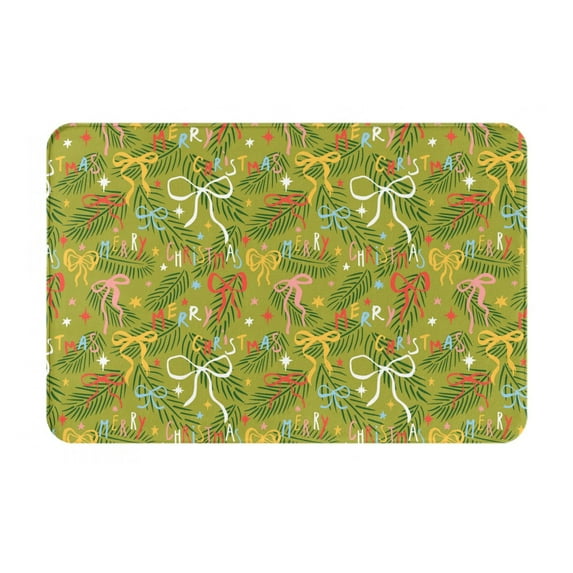 Pofeuu Christmas bows Print Flannel Doormats Rug16"x24"Rug Washable Doormats Indoor Outdoor Rugs for Layered Front Door Mats, Porch, Kitchen, Entryway