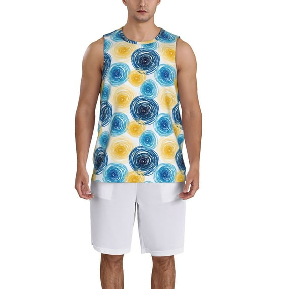 Pofeuu Circular Print Basketball Jersey, Shirts for Men Youth Basketball Jersey Crew Neck-Large