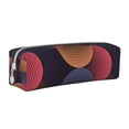 thumbnail image 1 of Pofeuu Circular Stripes Print Leather Pencil Case, Leather Pencil Pouch Large Capacity, Big Pencil Pouch with Zipper Vintage Pen Bag Fountain Pen Holder, 1 of 7