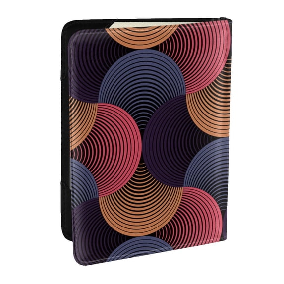 Pofeuu Circular Stripes Print Travel Document Organizer Passport Holder Men Women for Family (6.5 in x 4.5 in),Wallet Holder Credit Card Clutch Bag Case
