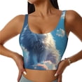 thumbnail image 1 of Pofeuu Clear Sky Blue Cat Print Sports Bra for Women Sexy Vest Yoga Running Gym Fitness Crop Bras Tops-Small, 1 of 8