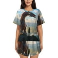 thumbnail image 1 of Pofeuu Clear Sky Mountain Red Dragon Print Women's Pajama Set Short/Shorts Soft Button PJs Elastic Drawstring Waist Sleepwear-Small, 1 of 6