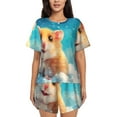 thumbnail image 1 of Pofeuu Cloud Cute Hamster Print Women's Pajama Set Short/Shorts Soft Button PJs Elastic Drawstring Waist Sleepwear-3X-Large, 1 of 6