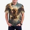 thumbnail image 1 of Pofeuu Cloud Rainbow Winged Dog Print Men's Loose Fit Midweight Short-Sleeve Pocket Polo-Medium, 1 of 6