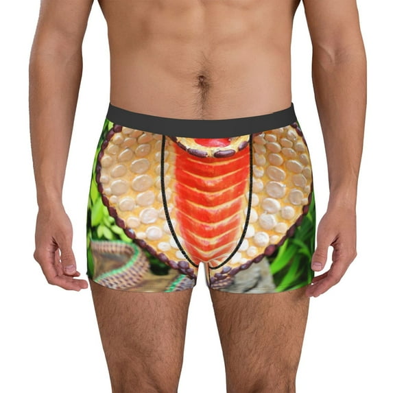 Pofeuu Cobra Snake Print Men’s Boxer Briefs, Moisture-Wicking Underwear, Regular,Trunk-X-Large