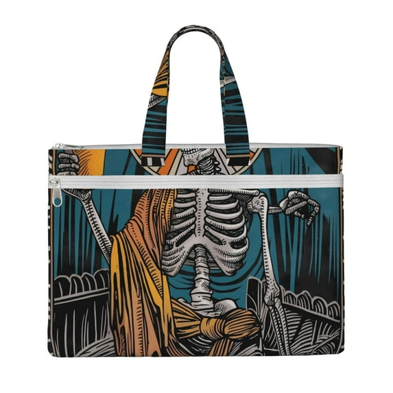 Pofeuu Coffee-Drinking Skull Print Laptop Bag Carrying - Computer Bag Laptop Case Shoulder Slim Work Travel
