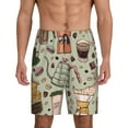 thumbnail image 1 of Pofeuu Coffee Makers Macaroons Chocolate Print Men's Soft Woven Elastic Waistband Sleep Pajama Short-X-Large, 1 of 6