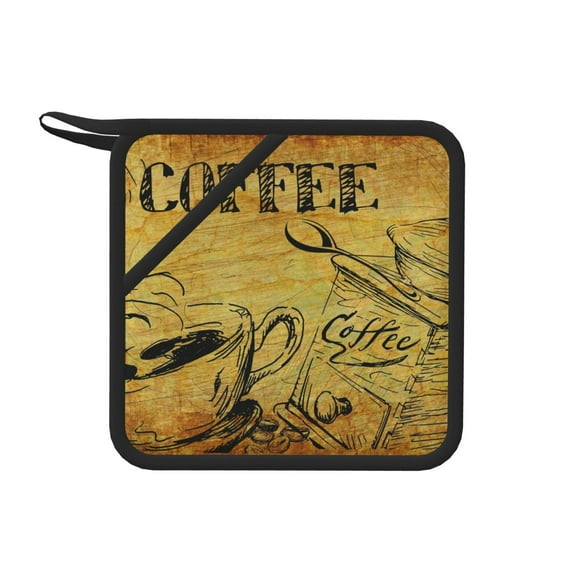 Pofeuu Coffee Vintage Print Silicone Trivet Mats,Silicone Hot Pads for Kitchen, Silicone Trivets for Hot Pots and Pans, Silicone Hot Pad
